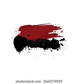 Vetor de elemento abstrato de traçado de tinta de pincel vermelho e preto