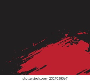 Red and black brush stroke banner background, red paint smeared. grunge texture. black background. vector illustration.