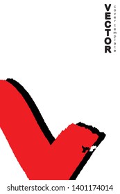 Red and black brush stroke on white background. Template for book cover, poster, label. Grunge stripe vector illustration