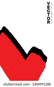 Red and black brush stroke on white background. Template for book cover, poster, label. Grunge stripe vector illustration