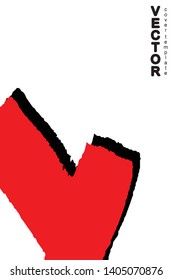 Red and black brush stroke on white background. Template for book cover, poster, label. Grunge stripe vector illustration
