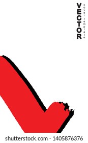 Red and black brush stroke on white background. Template for book cover, poster, label. Grunge stripe vector illustration