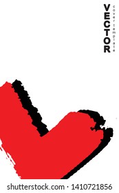 Red and black brush stroke on white background. Template for book cover, poster, label. Grunge stripe vector illustration