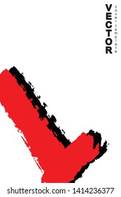 Red and black brush stroke on white background. Template for book cover, poster, label. Grunge stripe vector illustration