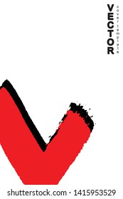 Red and black brush stroke on white background. Template for book cover, poster, label. Grunge stripe vector illustration