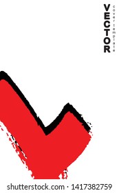 Red and black brush stroke on white background. Template for book cover, poster, label. Grunge stripe vector illustration