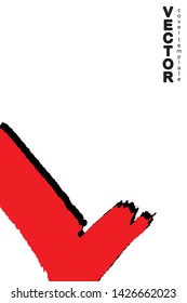 Red and black brush stroke on white background. Template for book cover, poster, label. Grunge stripe vector illustration