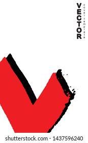Red and black brush stroke on white background. Template for book cover, poster, label. Grunge stripe vector illustration