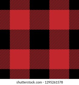 Red & black buffalo check lumberjack pattern for shirt fabric design. Valentine's Day textile. Seamless tile. Striped texture.