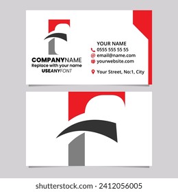Red and Black Business Card Template with Pointy Tipped Letter F Logo Icon Over a Light Grey Background