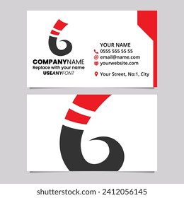 Red and Black Business Card Template with Curly Spike Shaped Letter B Logo Icon Over a Light Grey Background