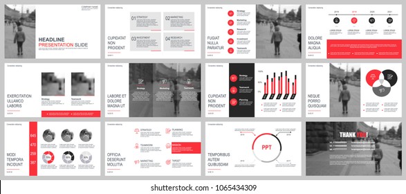 Red and black business presentation slides templates from infographic elements. Can be used for presentation, flyer and leaflet, brochure, marketing, advertising, annual report, banner, booklet.