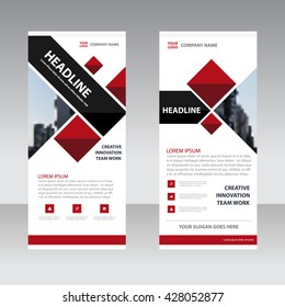 Red black Business Roll Up Banner flat design template ,Abstract Geometric banner Vector illustration set