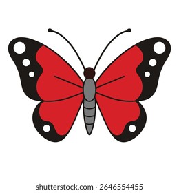 Red Black Butterfly Illustration Einfaches Design roter Schmetterling