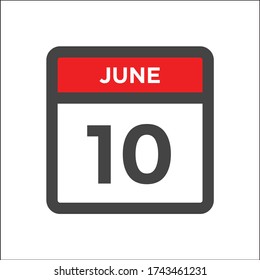 Icono de calendario rojo y negro con 10 días del mes de junio