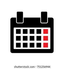 Red and black calendar icon. Vector illustration