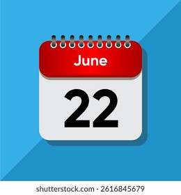Red and Black Calendar Symbol – June Template on Blue Background