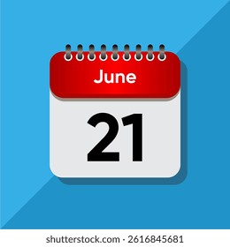 Red and Black Calendar Symbol – June Template on Blue Background