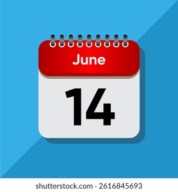 Red and Black Calendar Symbol – June Template on Blue Background