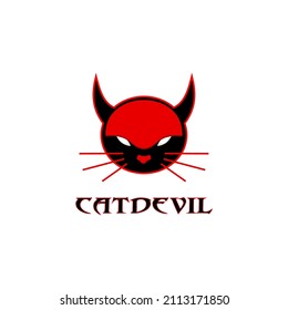 
Red black cat devil illustration logo design