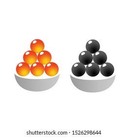 Red and black caviar. Simple vector illustration