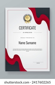 Red and black certificate design with luxury and modern certificate award design template pattern
