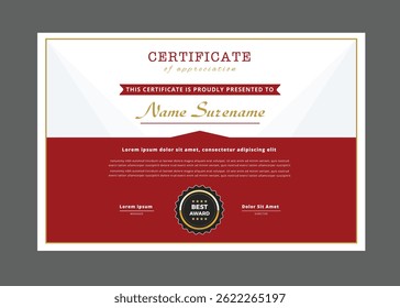 Red and black Certificate Premium template awards diploma background vector modern value design and layout luxurious 