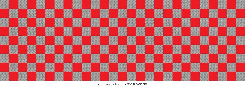 Red and black checkered pattern with alternating textured and solid squares. Seamless design for backgrounds, textiles, and digital projects.