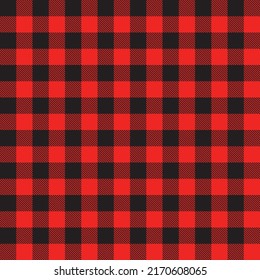 Red and black checkered tablecloth.Plaid wallpaper.Lumberjack seamless background.Textured gingham.Vichy pattern or texture.Template for clothing fabrics.Tartan flannel concept.Vector illustration.