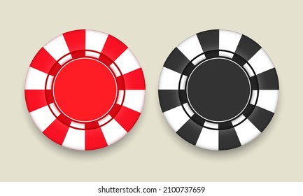 Red and black chips. A set of chips for gambling. Vector illustration.