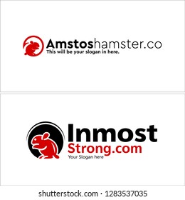 red black circle curved rabbit hamsters silhouette logo design concept vector suitable for animals wildlife zoology 