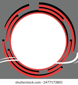 Rot- und Schwarzkreis auf weißem Hintergrund, geeignet für Grafikdesign-Projekte, abstrakte Hintergründe, moderne Kunstkonzepte und geometrische Muster.