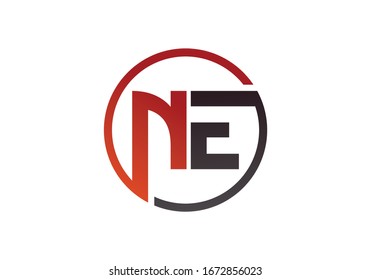 N E, NE Plantilla vectorial de diseño de logotipo de carta inicial, Símbolo gráfico de alfabeto para identidad empresarial