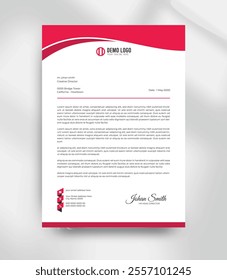 red and black clean modern creative business letterhead design vector template