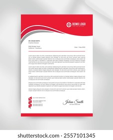 red and black clean modern creative business letterhead design vector template