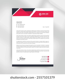 red and black clean modern creative business letterhead design vector template