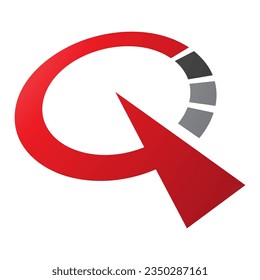 Letra roja y negra con forma de reloj Icono Q en fondo blanco