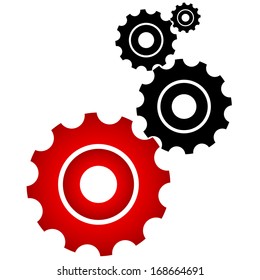 Red and black cogs on a white background. Best wheel cogs set isolated vector illustration