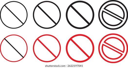 red and black Collection cons of prohibition signs in out line style. Warning illustration sign collection. vector illustration symbol,