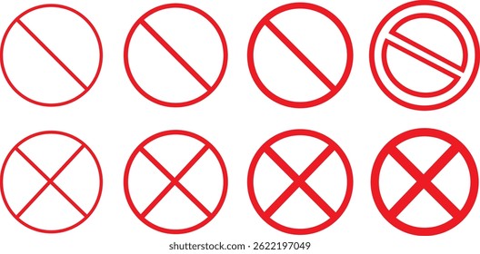 red and black Collection cons of prohibition signs in out line style. Warning illustration sign collection. vector illustration symbol,
