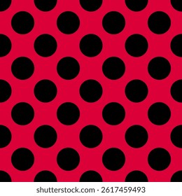 Red and black color abstract geometric spot polka dot seamless pattern.  Vector trendy background for poster, festival, music and textile