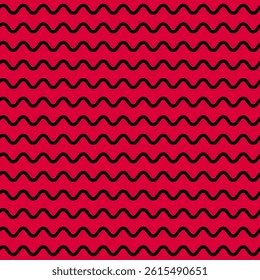 Red and black color abstract wave seamless pattern.  Vector trendy background for poster, festival, music and textile