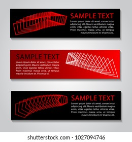 red black color banner,for design website and adapt to background and business card,vector illustration,rectangle triangle pentagon outline style