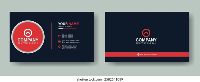 Red and black color business card template layout design. visiting card. simple clean business card