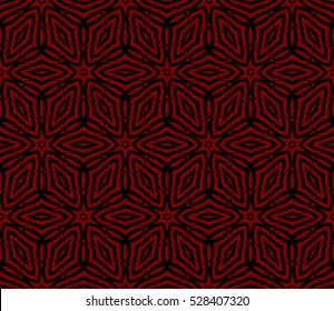 red and black color floral on sacred geometry pattern. vector illustration. for design invitation, wallpaper, fabric. seamless ornament