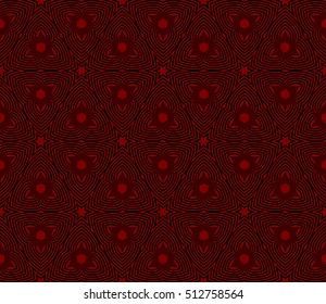 Red, black color geometry seamless pattern. Abstract line, shape. Optical illusion. Vector illustration. For design, interior, wallpaper