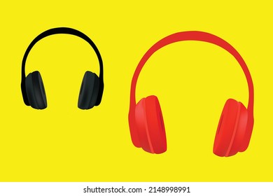 Rot-schwarz-Headset.Vektorformat.Eps10.