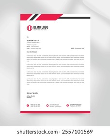 red and black color letterhead design template