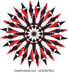 Red And black Color mandala design template for celebration