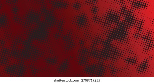 Fondo de textura grunge degradado de patrón de color negro rojo. Ilustración vectorial de estilo deportivo de cómic de arte pop de puntos. puntos de Vector grunge

